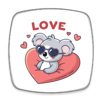Koala-Liebe, Herz und Gläser - Viereckiger Kühlschrankmagnet - Weiß - Vorne