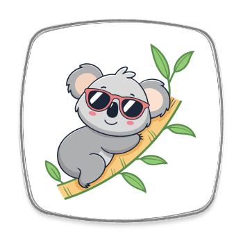 Trendy koala in red glasses - Square fridge magnet - white - Front