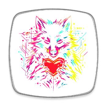 Cadeau de la Saint-Valentin d’un câlin de loup dans ses bras - Magnet carré - blanc - Devant