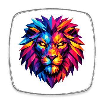Colorful lion cute gift for girls - Square fridge magnet - white - Front