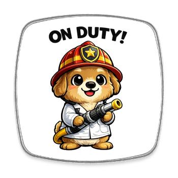 Fire Brigade Dog Logo - Square fridge magnet - white - Front