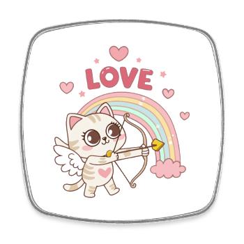 Chat céleste arcenciel amour - Magnet carré - blanc - Devant