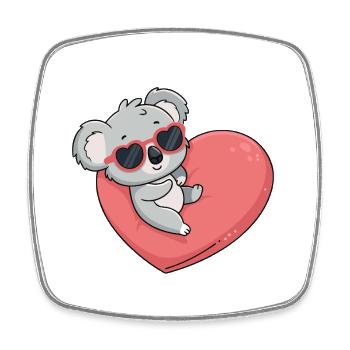 Koala Coeur Lunettes - Magnet carré - blanc - Devant