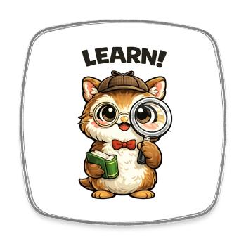 Learning Kitten Detective - Square fridge magnet - white - Front