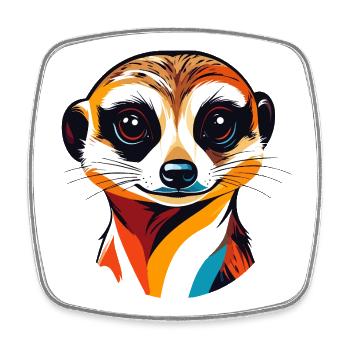 Bunter Erdmännchen Kopf Illustration - Viereckiger Kühlschrankmagnet - Weiß - Vorne