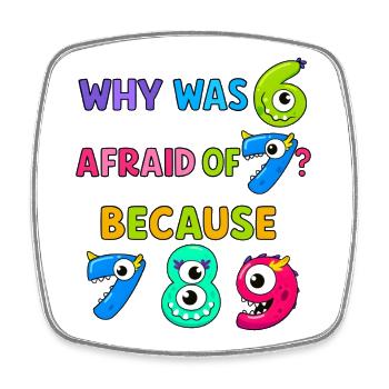 Numbers maths Why Was Dino Afraid Of - Square fridge magnet - white - Front