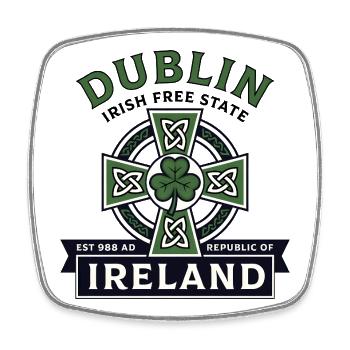 Dublin Ireland Celtic Cross Shamrock  - Square fridge magnet - white - Front