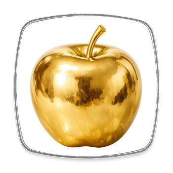 Goldener Apfel – Premium Shine - Viereckiger Kühlschrankmagnet - Weiß - Vorne