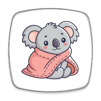 Koala cozy in a pink scarf - Square fridge magnet - white - Front
