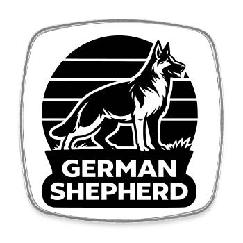 Deutscher Schäferhund Silhouette - Viereckiger Kühlschrankmagnet - Weiß - Vorne