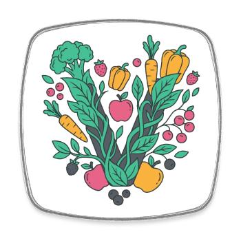 Frisches Garten-Gemüse Motiv - Viereckiger Kühlschrankmagnet - Weiß - Vorne