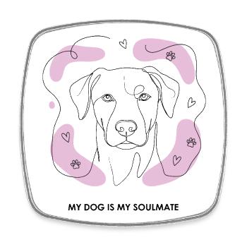 Hund Soulmate Line Art - Viereckiger Kühlschrankmagnet - Weiß - Vorne