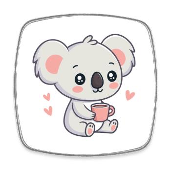 Koala Heart and Coffee Sweetness - Square fridge magnet - white - Front