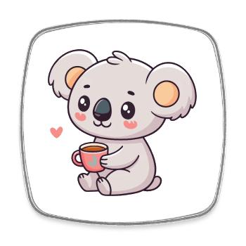 Koala-Süßtee - Viereckiger Kühlschrankmagnet - Weiß - Vorne