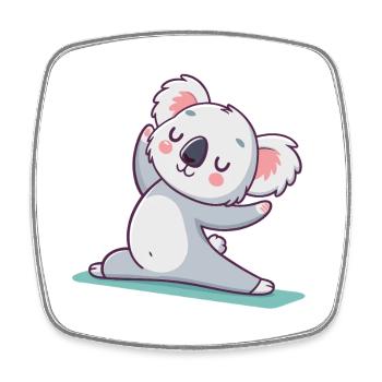 Koala Yoga Pastell-Zen - Viereckiger Kühlschrankmagnet - Weiß - Vorne