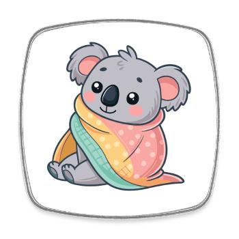 Koala cosy sous couverture - Magnet carré - blanc - Devant