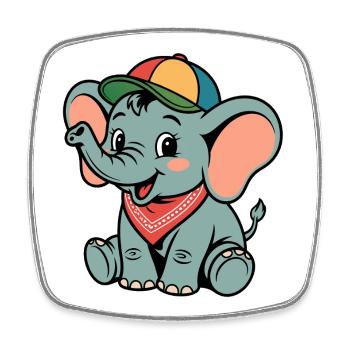 Colorful elephant with bandana - Square fridge magnet - white - Front