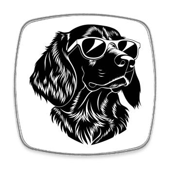 Tête de chien drôle avec des lunettes de soleil - Magnet carré - blanc - Devant