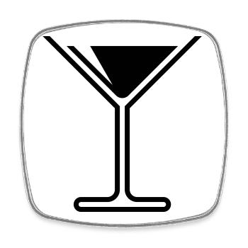 Cocktail / Cocktail Glass / Martini – (Black) - Square fridge magnet - white - Front