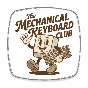Mechanical Keyboard Club – Retro Mascot Design - Viereckiger Kühlschrankmagnet - Weiß - Vorne