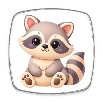 Cute raccoon in marzipan look - Square fridge magnet - white - Front