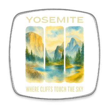 Yosemite : Pics et ciel - Magnet carré - blanc - Devant