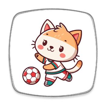 Chaton Joueur de Foot Adoré - Magnet carré - blanc - Devant