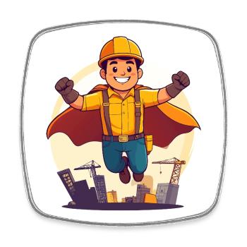 Construction Hero Superhero Construction Worker Construction Site Hero - Square fridge magnet - white - Front