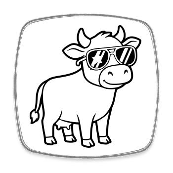 Coole Kuh Sonnenbrille Lässig Vektor - Viereckiger Kühlschrankmagnet - Weiß - Vorne
