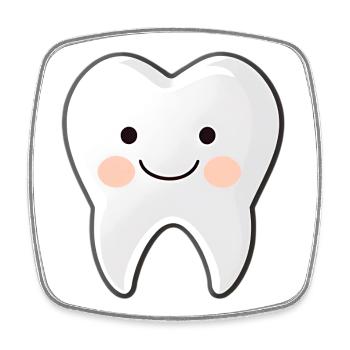 Motif de dessin animé Happy Tooth - Magnet carré - blanc - Devant