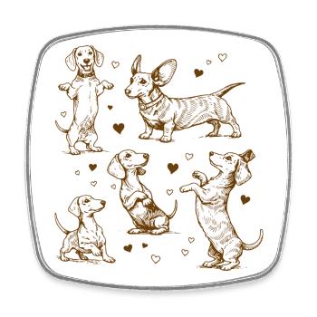 Dackel Dackelhunde Dackel Hund Dackel Dackel - Viereckiger Kühlschrankmagnet - Weiß - Vorne