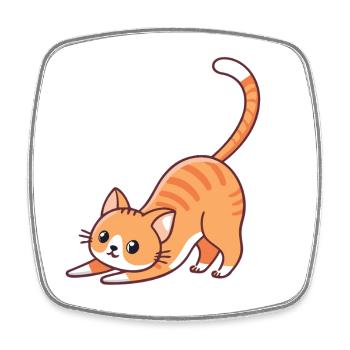 Chaton orange en étirement - Magnet carré - blanc - Devant