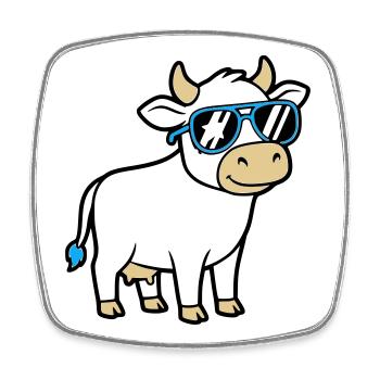 Coole Kuh Sonnenbrille Lässig Vektor - Viereckiger Kühlschrankmagnet - Weiß - Vorne