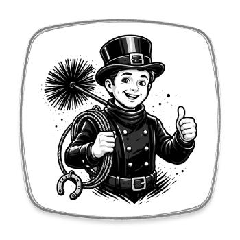 Cheerful Chimney Sweep Cartoon - Square fridge magnet - white - Front