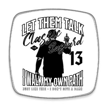 Motorradfahrer – Let Them Talk – Biker Design - Viereckiger Kühlschrankmagnet - Weiß - Vorne
