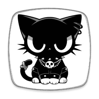 Goth Punk Katze - Viereckiger Kühlschrankmagnet - Weiß - Vorne