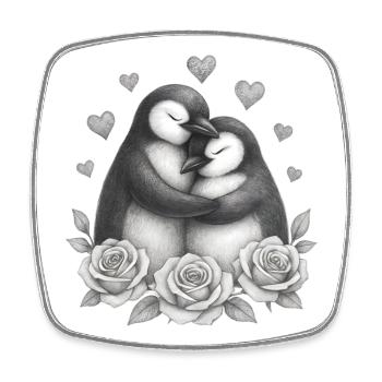 Liebesduo Pinguin Rosen - Viereckiger Kühlschrankmagnet - Weiß - Vorne