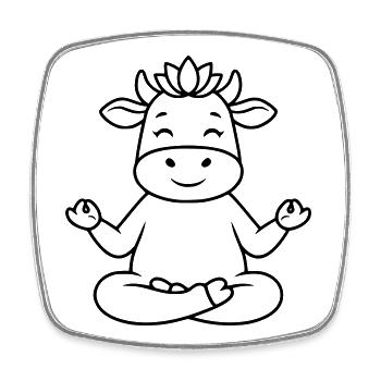 Yoga Cow Meditation Namasté Plan - Magnet carré - blanc - Devant