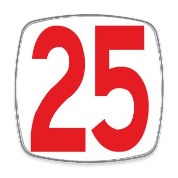 Rouge 25 en typographie claire - Magnet carré - blanc - Devant