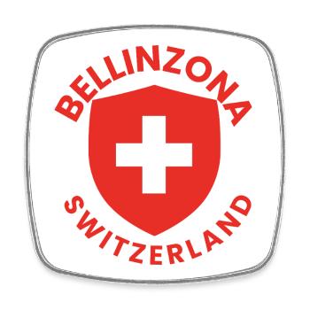 Bellinzona-Schild Schweizer Flagge - Viereckiger Kühlschrankmagnet - Weiß - Vorne