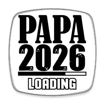 Papa 2026 Loading - Viereckiger Kühlschrankmagnet - Weiß - Vorne