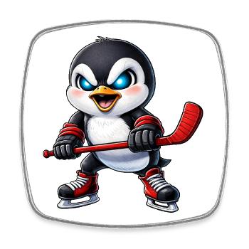 Süßer Pinguin Eishockeyspieler aggressiv Hockey Ca - Viereckiger Kühlschrankmagnet - Weiß - Vorne