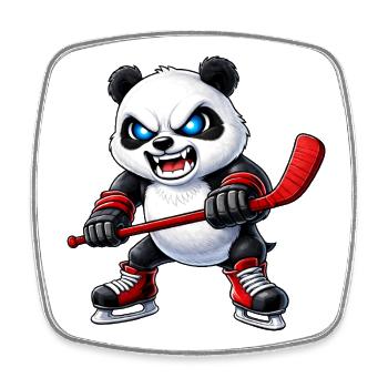 Süßer Panda Eishockeyspieler Aggressiver Hockey Ca - Viereckiger Kühlschrankmagnet - Weiß - Vorne