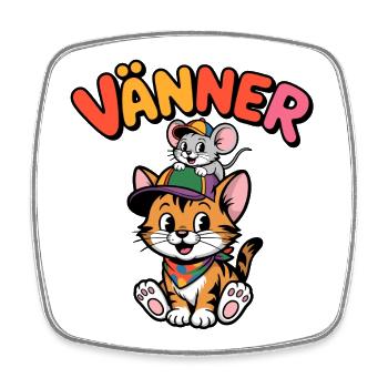Freunde und Freunde für immer – Süße Katze und Maus - Viereckiger Kühlschrankmagnet - Weiß - Vorne