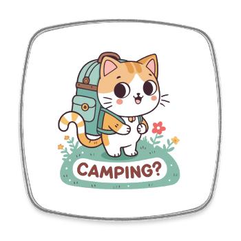 Adventurer Pastel Camper Cat - Square fridge magnet - white - Front