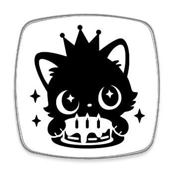 Birthday Cat with Crown | Cute Party Motif - Square fridge magnet - white - Front