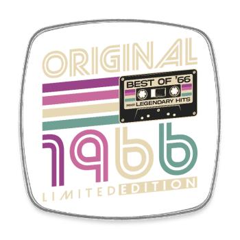 60. Geburtstag 1966 Jahrgang geboren Retro - Viereckiger Kühlschrankmagnet - Weiß - Vorne