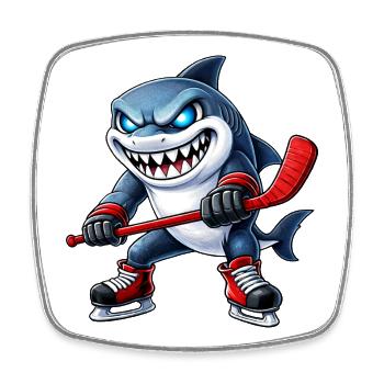 Süßer Eishockey Spieler Cartoon Aggressiv Kämpfer - Viereckiger Kühlschrankmagnet - Weiß - Vorne