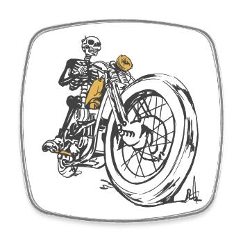 Skeleton_Moto_Spirit - Viereckiger Kühlschrankmagnet - Weiß - Vorne