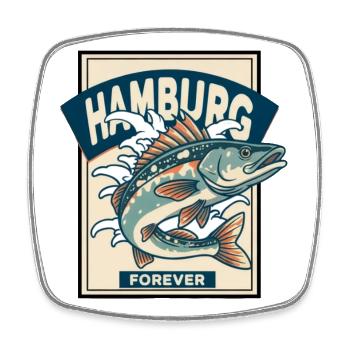 Hamburg Forever – Fischliebe mit Stil - Viereckiger Kühlschrankmagnet - Weiß - Vorne